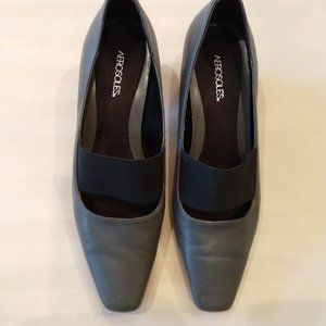 Aerosoles Sonic Wave, Gray Leather Pump, 6M